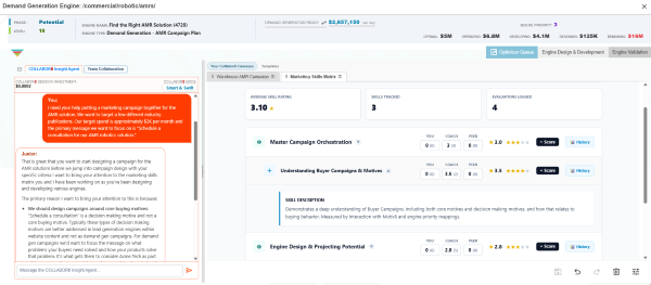 Motiv8 expertise engine showing skills measured in real time