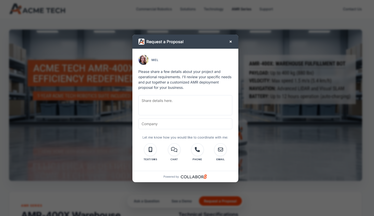Generic Contact Us form vs dynamic Motiv8 CTA comparison - Right view